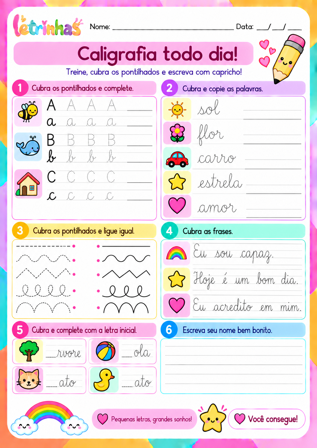 Atividade Caligrafia todo dia: treino de letras e palavras