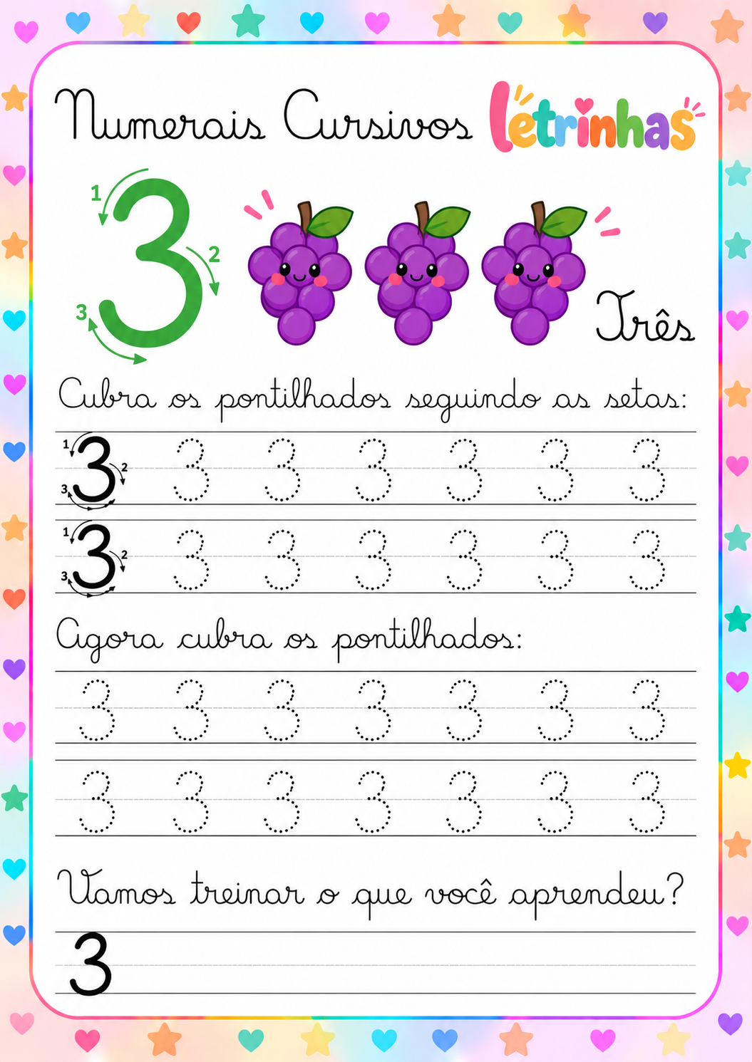 Amostra da apostila LETRAS E NÚMEROS CURSIVOS