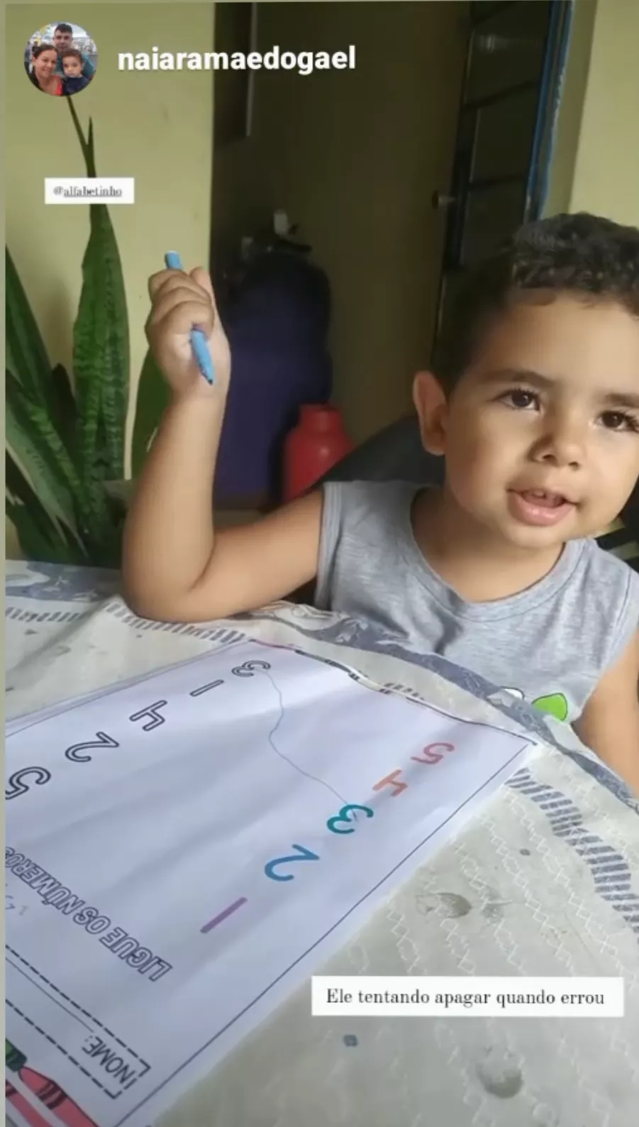Criança usando as atividades do Alfabetinho